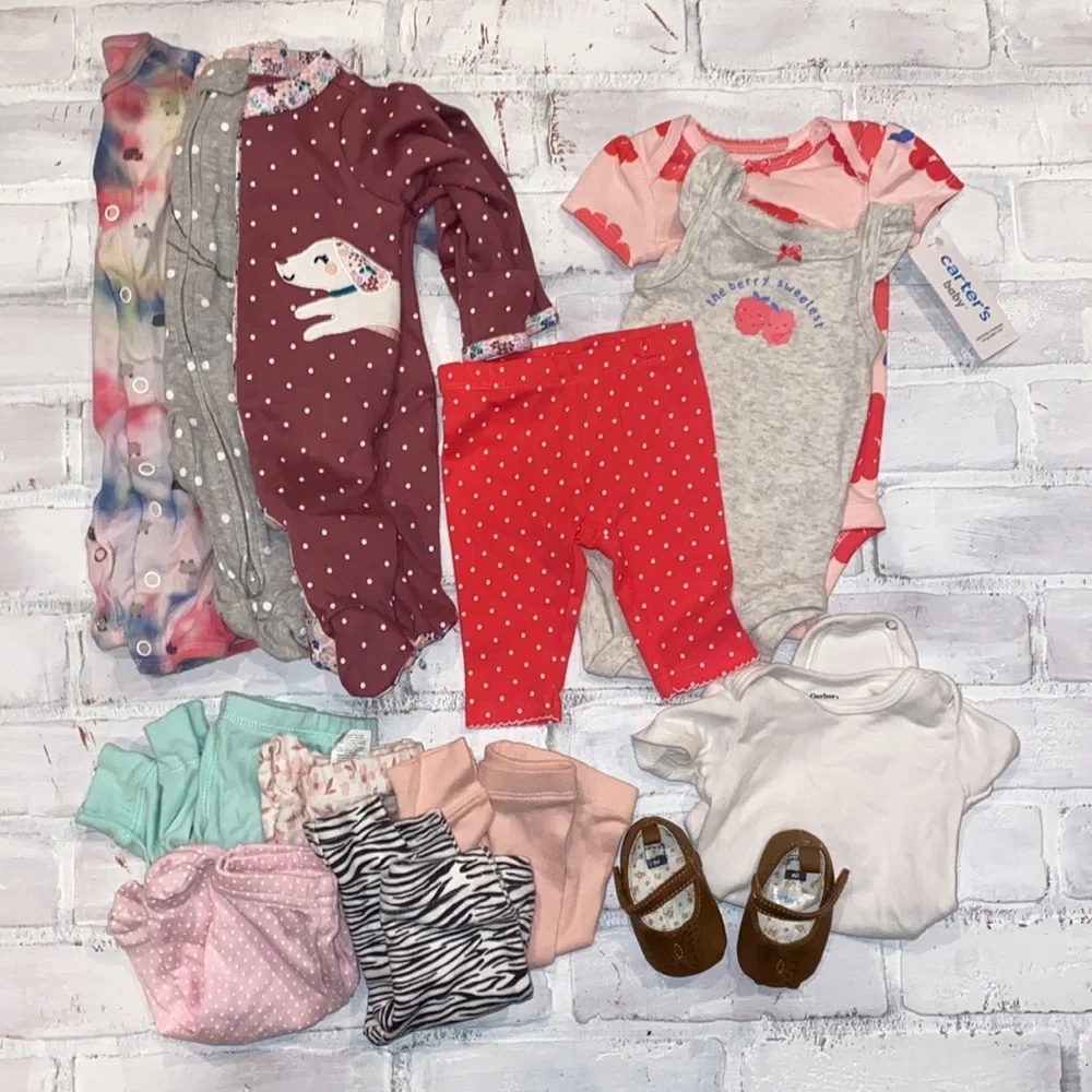 Babygirl newborn spring & summer footie pants onesie bundle!!